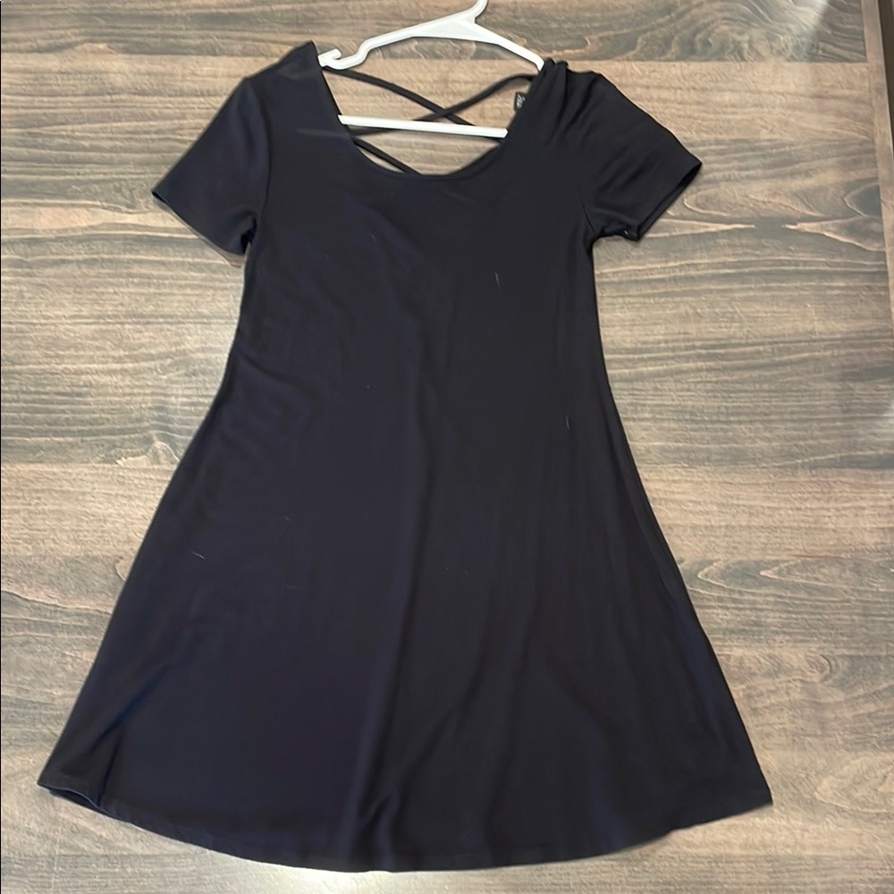 Forever 21 Black A-Line Mini Dress V-Neck